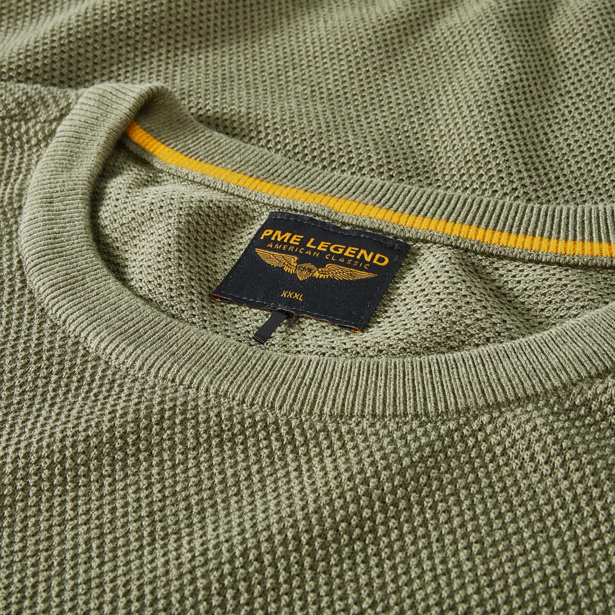 PME LEGEND Feinstrickpullover aus Baumwollmischung oliv