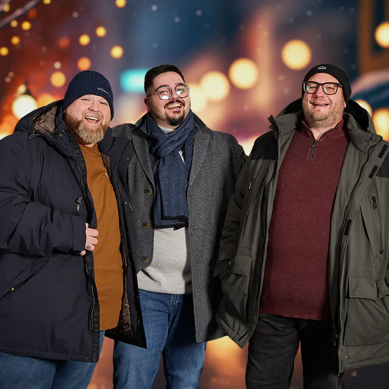 Outdoor Weihnachtslooks für starke Männer in großen Größen mit warmen Winterjacken von Pfundskerl