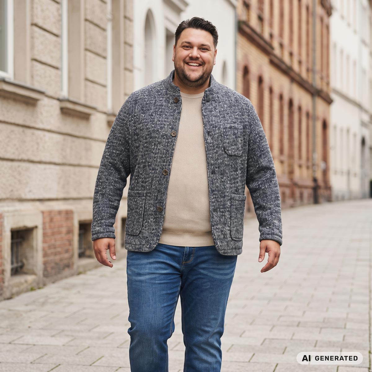 camel active Stricksakko mit Wollanteil dunkelblau