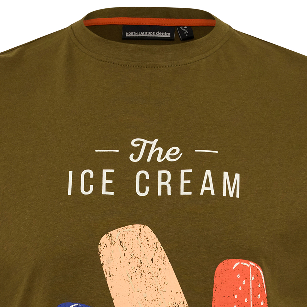 North T-Shirt mit Motiv-Print oliv