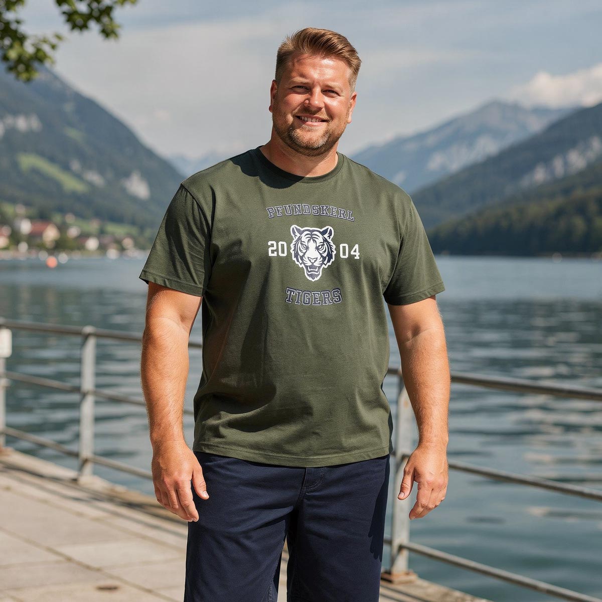 Pfundskerl Doppelpack T-Shirt mit Print oliv