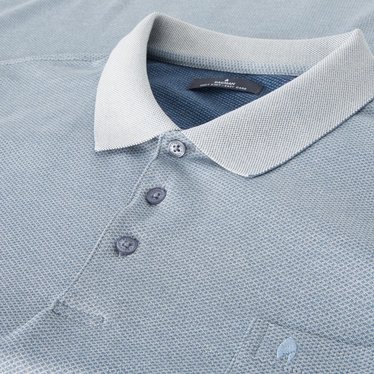 RAGMAN Pflegeleichtes Poloshirt "Soft Knit" hellblau