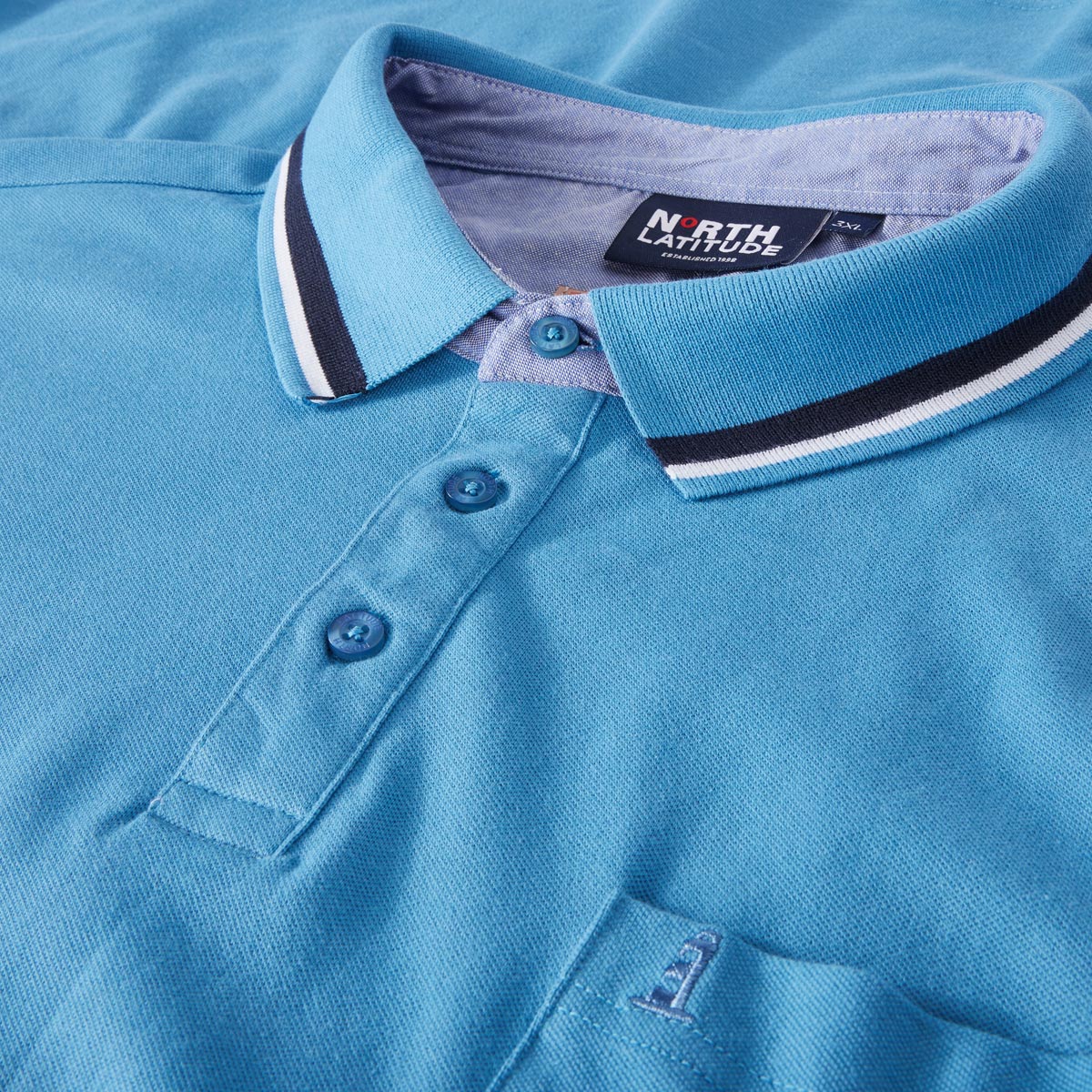 North Poloshirt mit Elasthan mittelblau