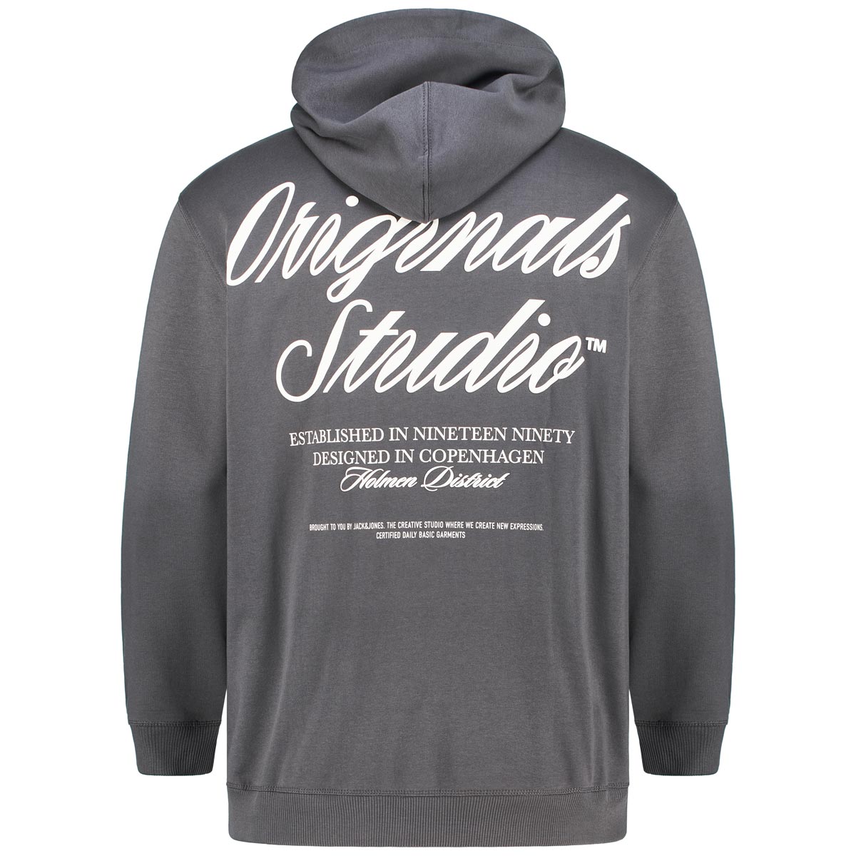 Jack&Jones Hoodie mit Print auf Vorder- und Rückseite dunkelgrau