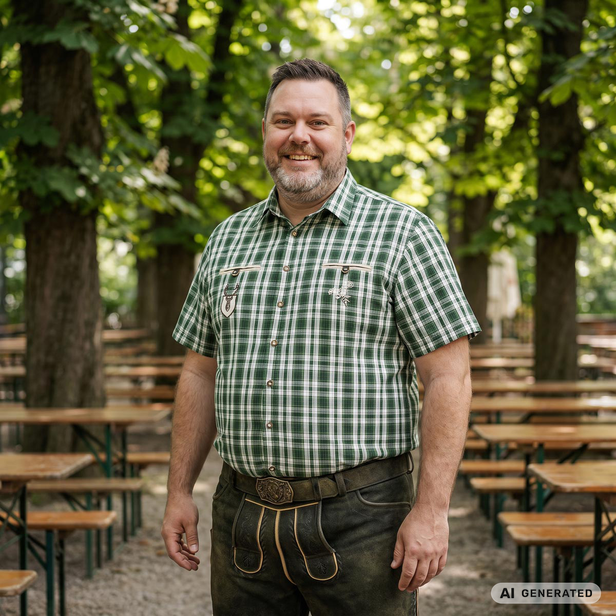 Orbis Kariertes Trachtenhemd waldgrün