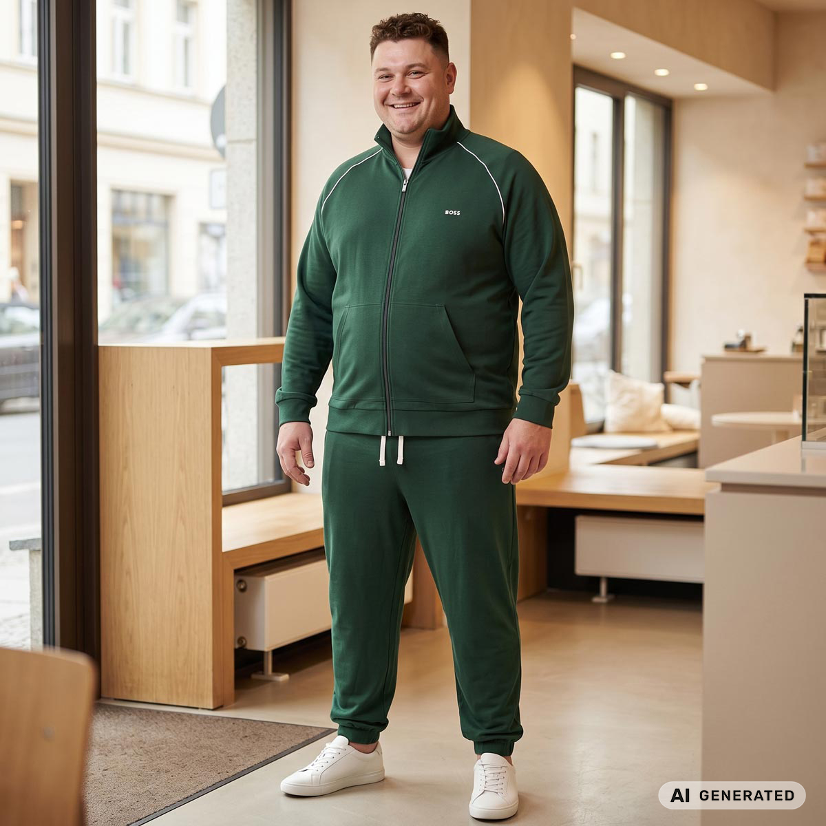 BOSS Jogginghose mit Stretch grün