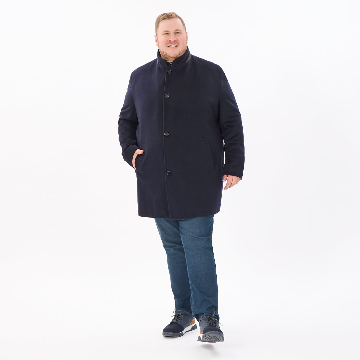 bugatti Wollmantel mit heraustrennbarem Westeneinsatz dunkelblau