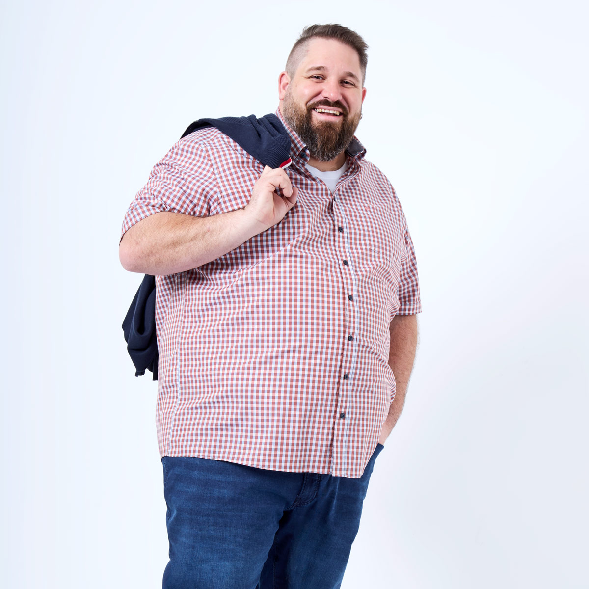 CASA MODA Kariertes Freizeithemd orange