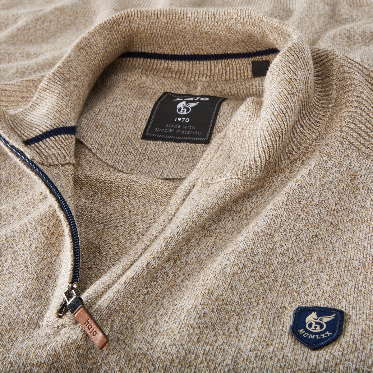 Hajo Pullover mit Stretch beige