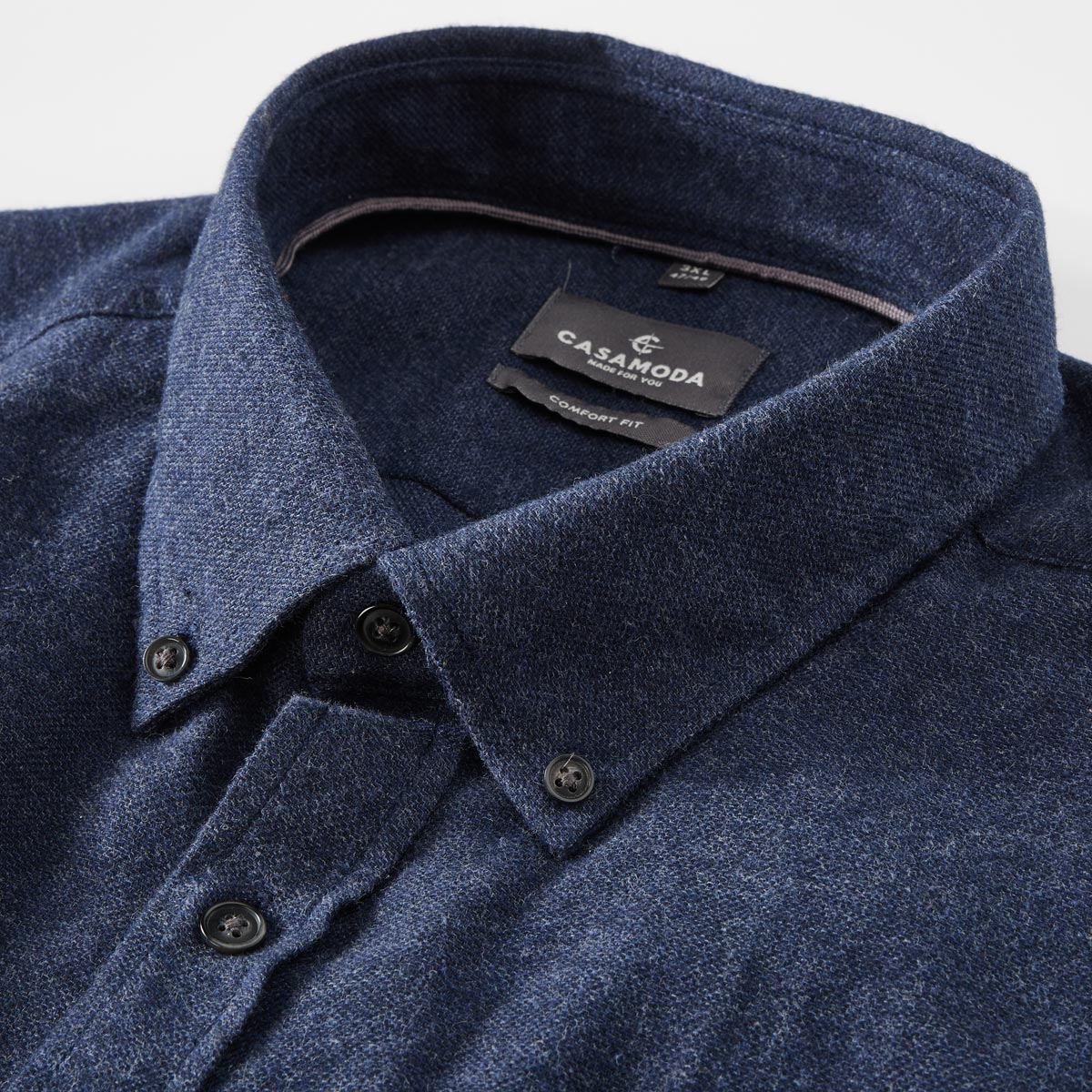 CASA MODA Flanellhemd aus Baumwolle jeansblau