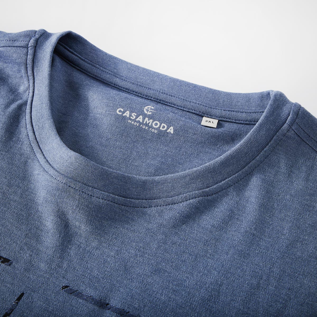 CASA MODA T-Shirt mit Label-Print Farbe mittelblau Größe: 5XL günstig online kaufen