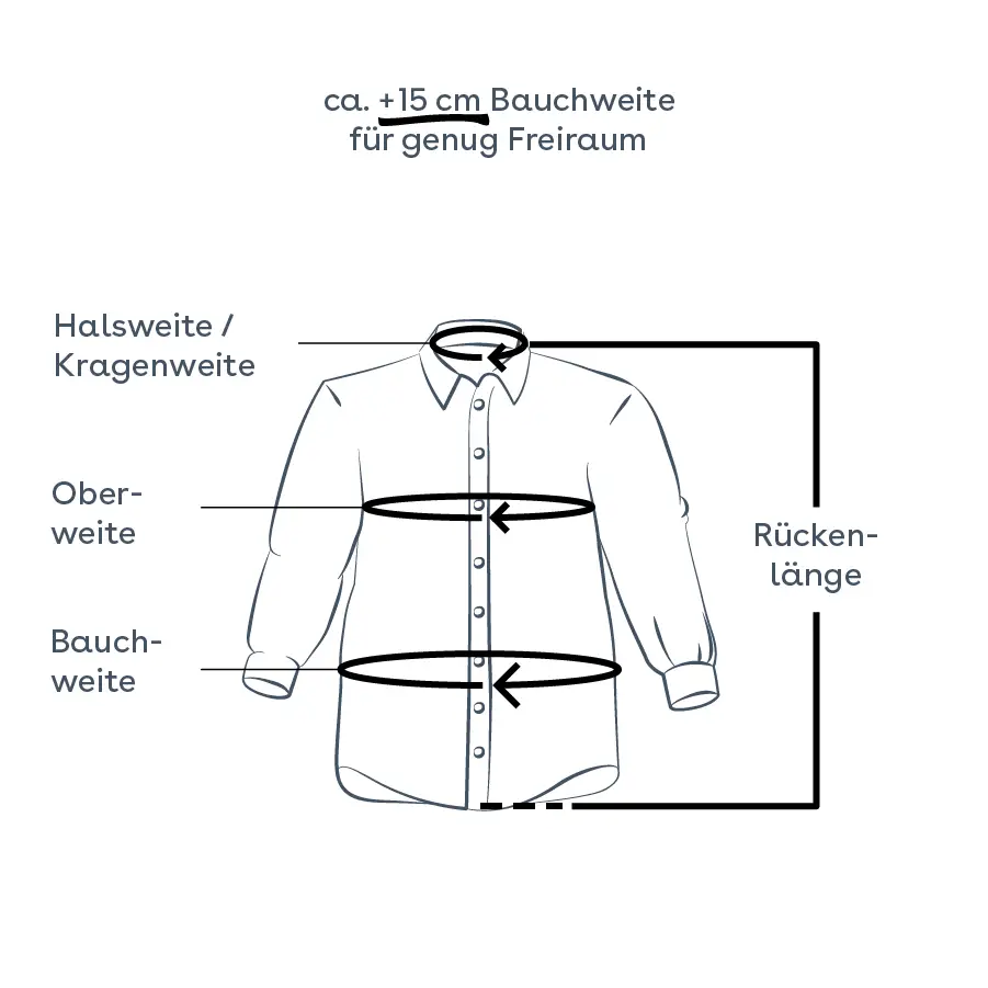 Hemd richtig messen – Kragenweite, Brustweite und Bauchweite bestimmen