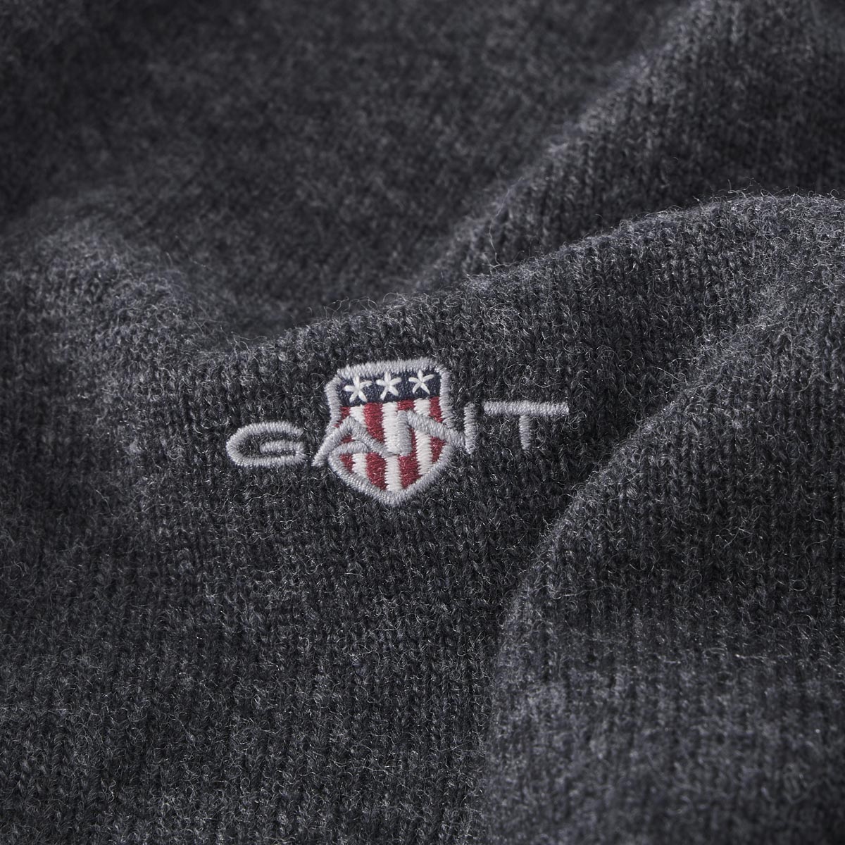 Gant Feinstrickjacke mit Lammwolle anthrazit