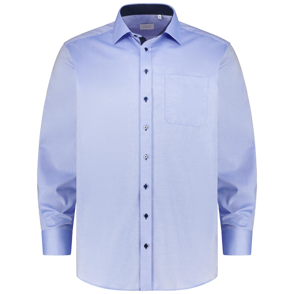 ETERNA Businesshemd mit Kontrastdetails, bügelfrei, langarm mittelblau ETERNA Businesshemd mit Kontrastdetails, bügelfrei, langarm mittelblau