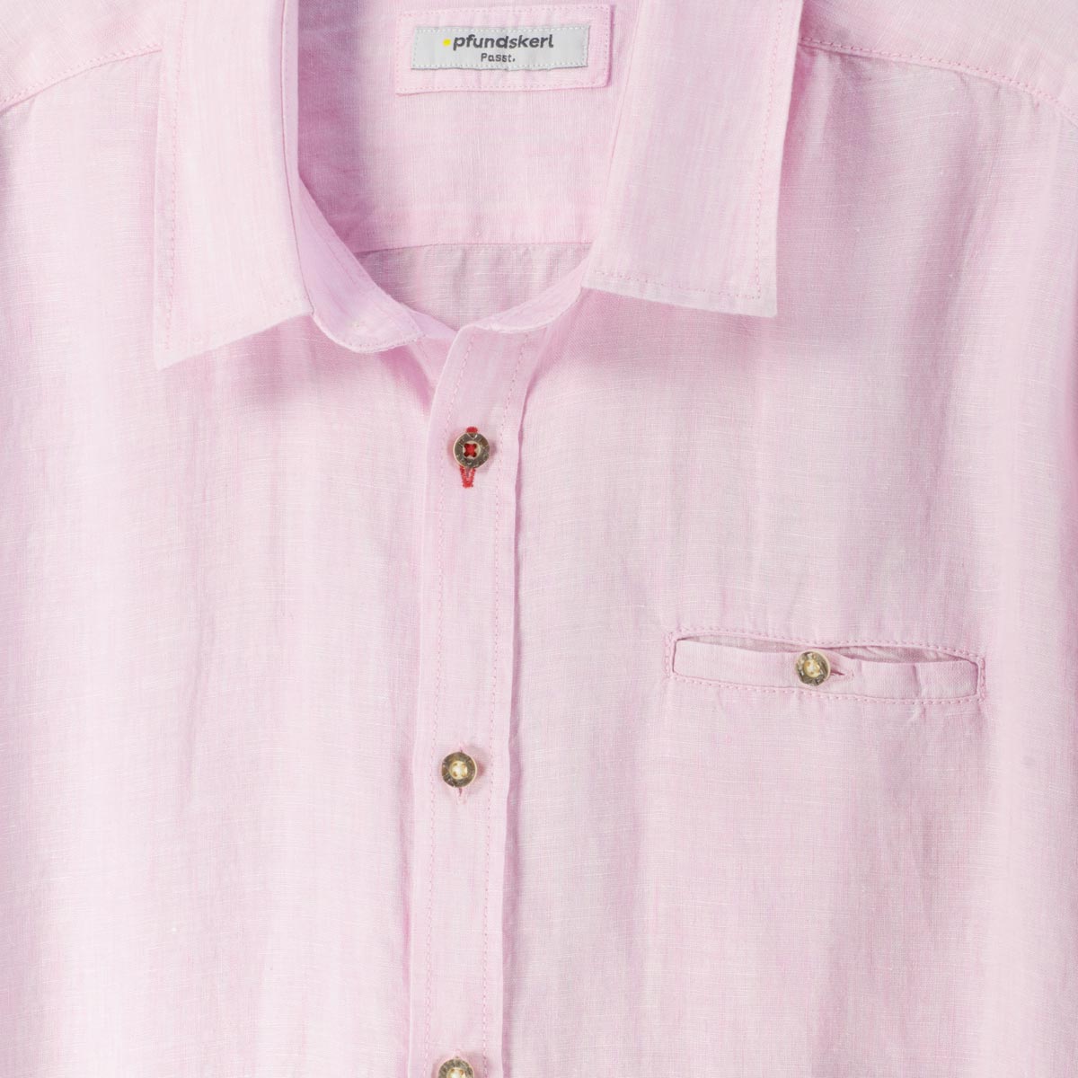 Pfundskerl Trachtenhemd aus Leinen hellrot