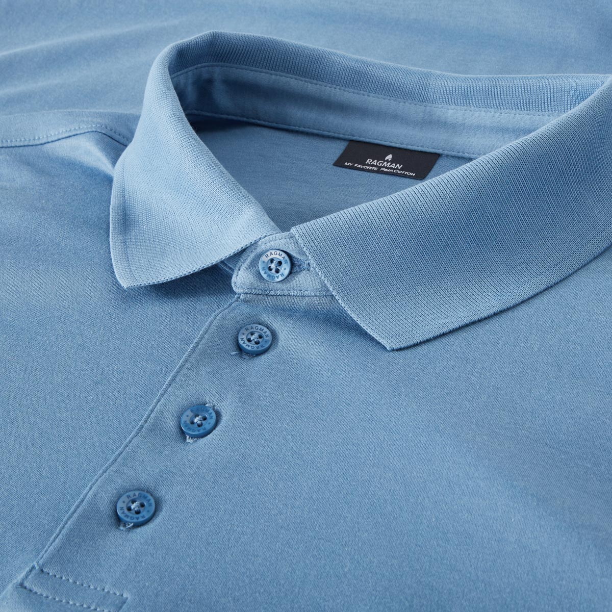 RAGMAN Poloshirt aus Pima-Baumwolle jeansblau