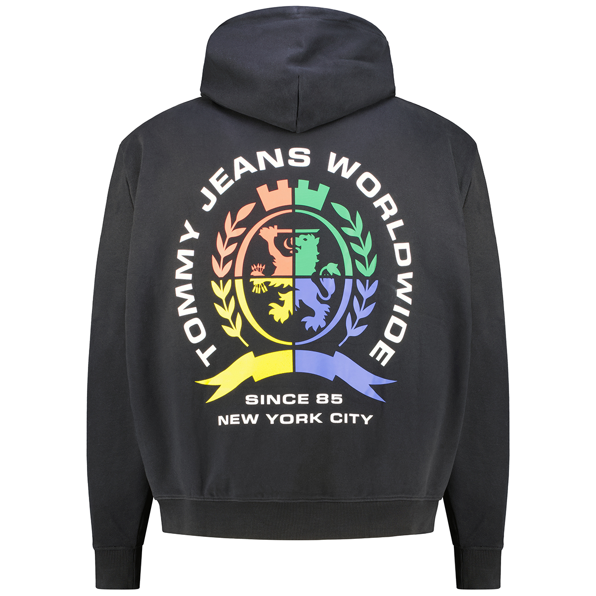 Tommy Jeans Hoodie mit Print auf Vorder- und Rückseite schwarz