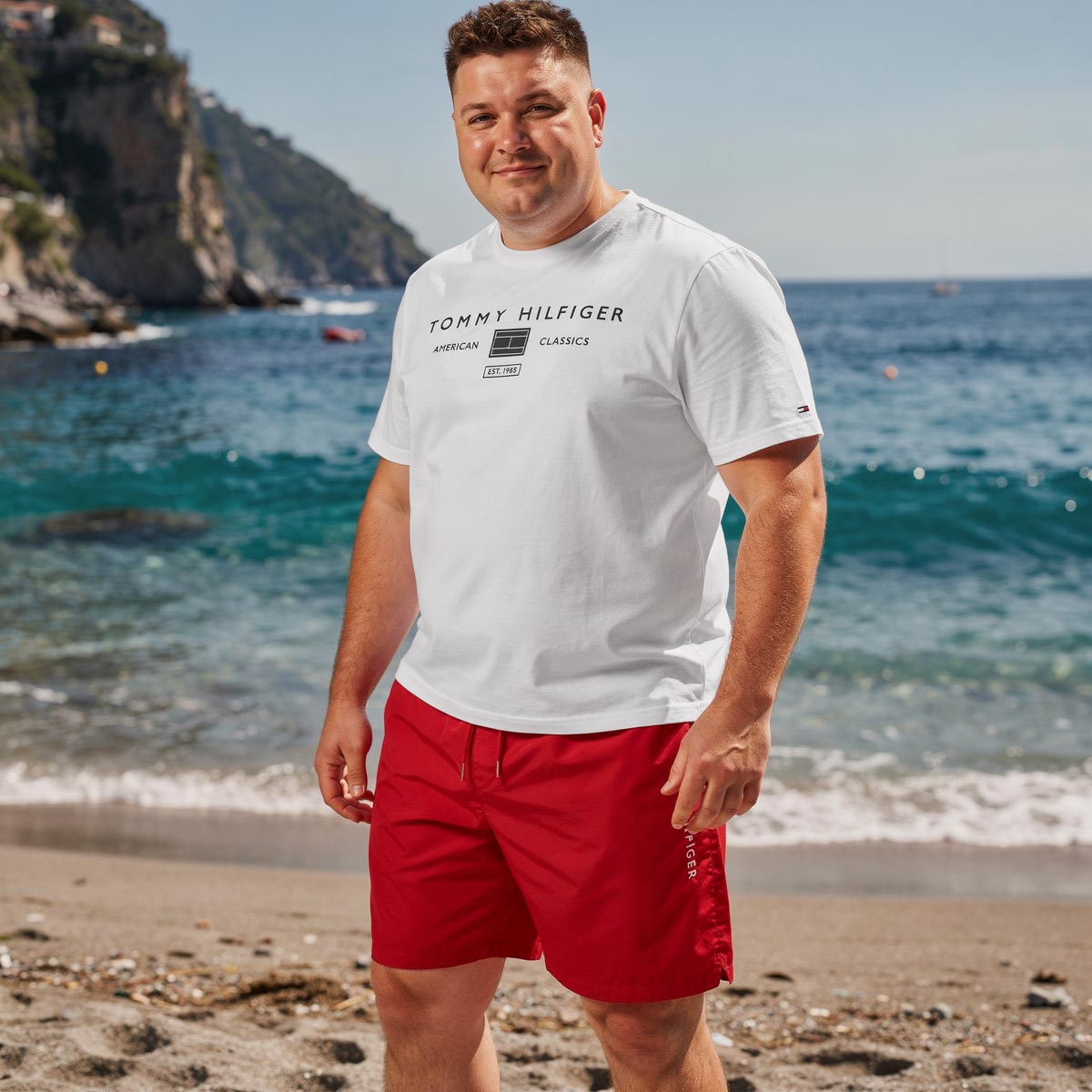 Tommy Hilfiger Badeshorts mit Meshfutter, schnelltrocknend rot