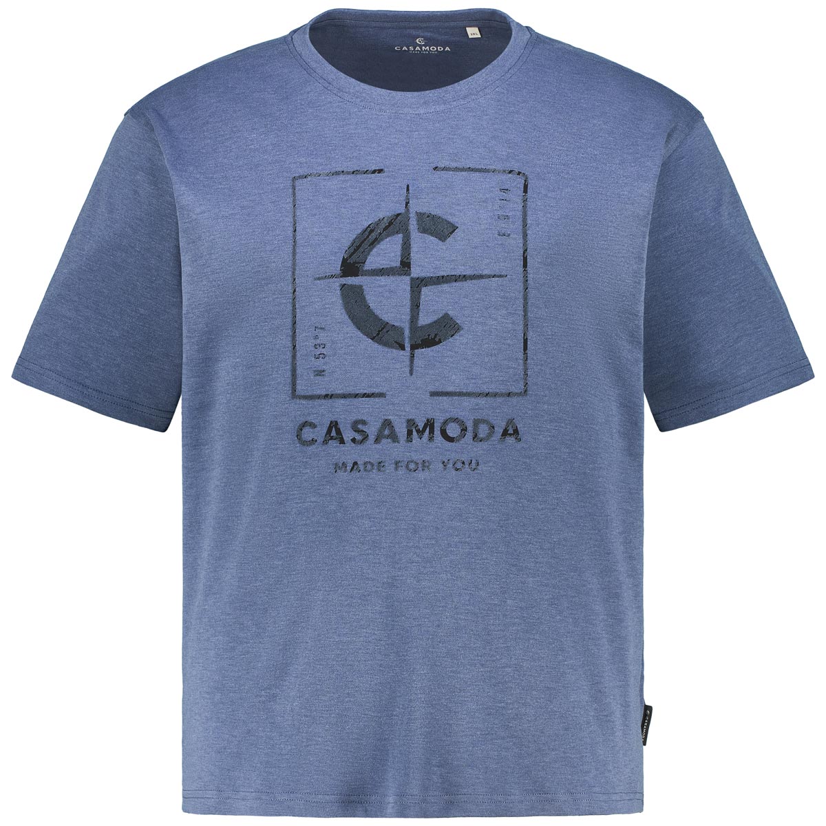 CASA MODA T-Shirt mit Label-Print Farbe mittelblau Größe: 5XL günstig online kaufen