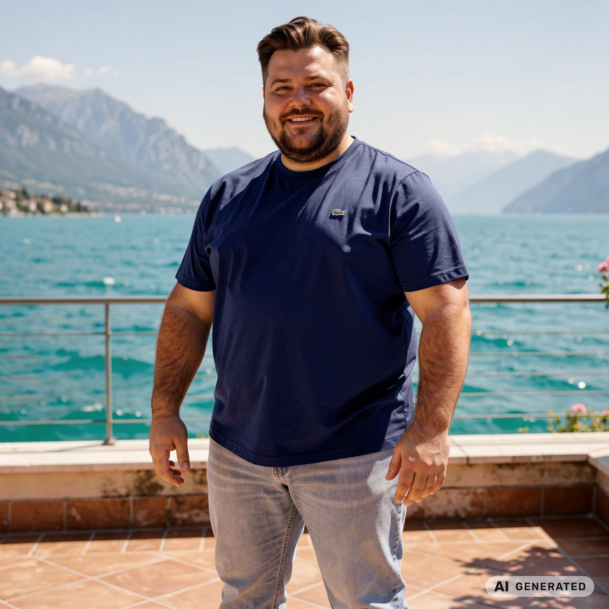 LACOSTE T-Shirt aus Baumwolljersey marine
