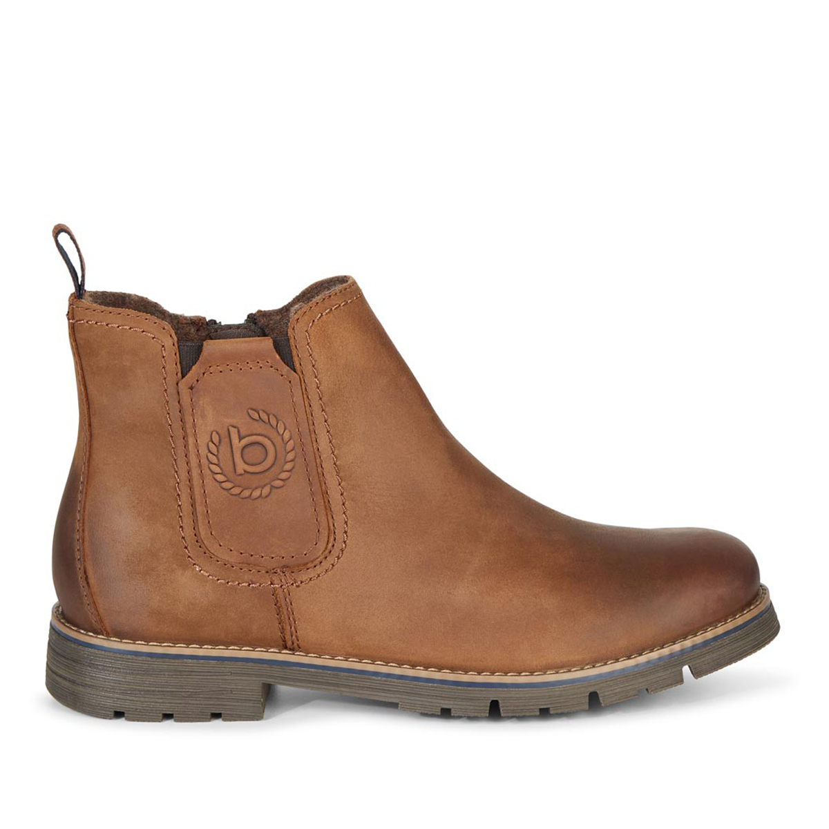 bugatti Lederboots mit elastischem Gummizug cognac