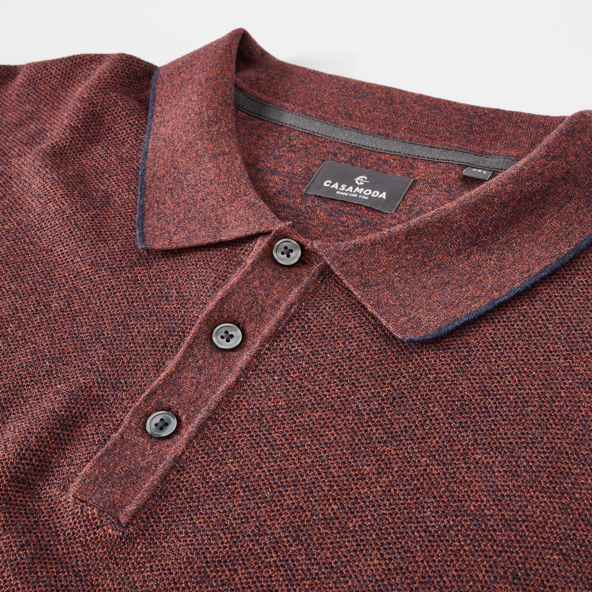 CASA MODA Strick-Poloshirt aus Baumwolle orange
