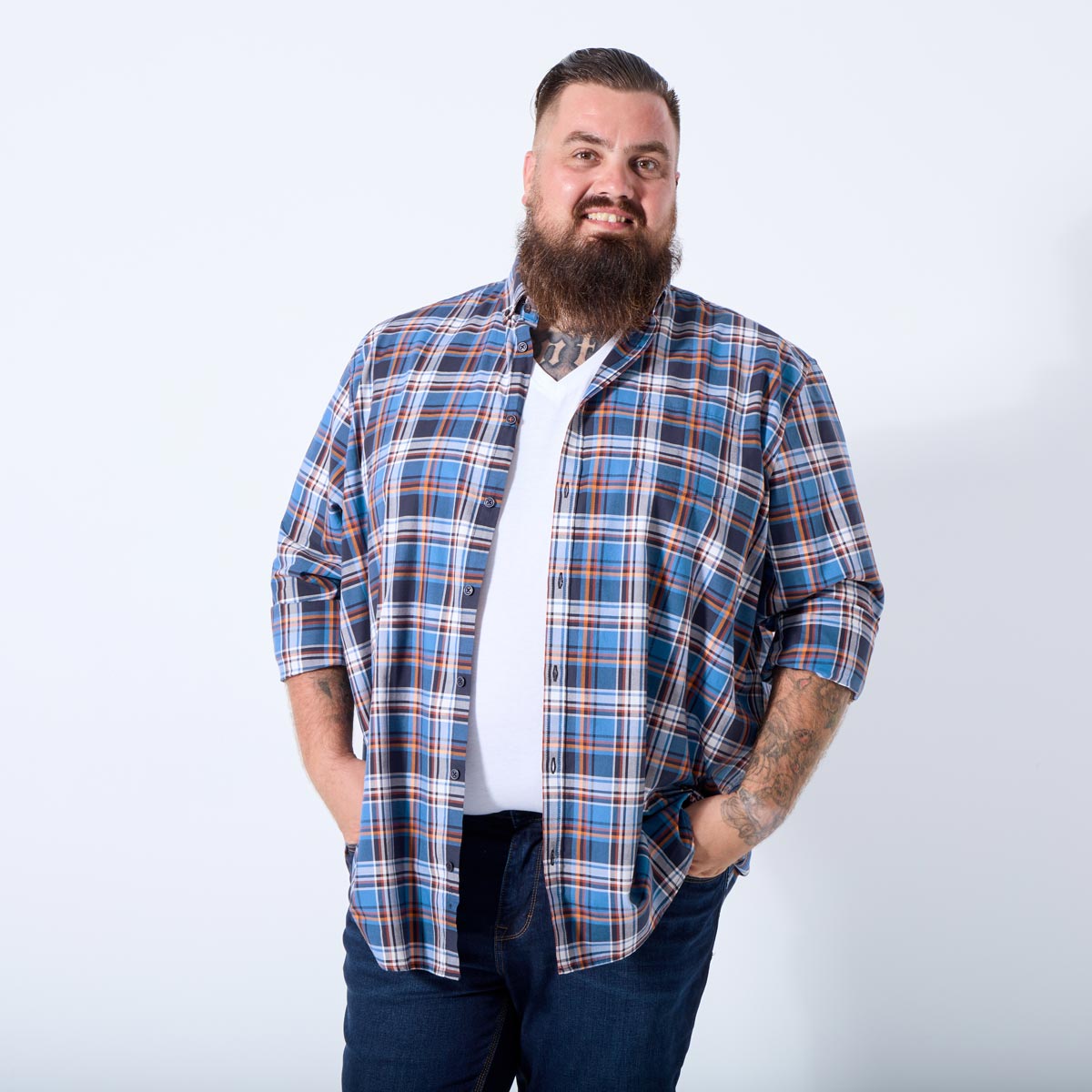 Pfundskerl Freizeithemd mit Karomuster blau