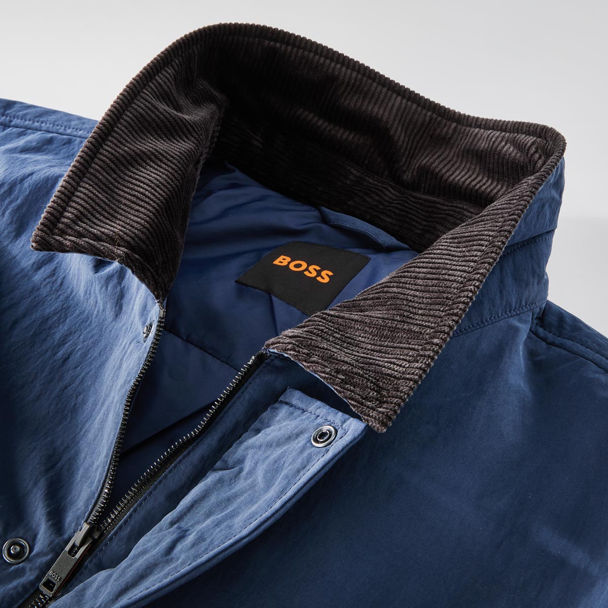 BOSS Hemdjacke mit Cordkragen mittelblau