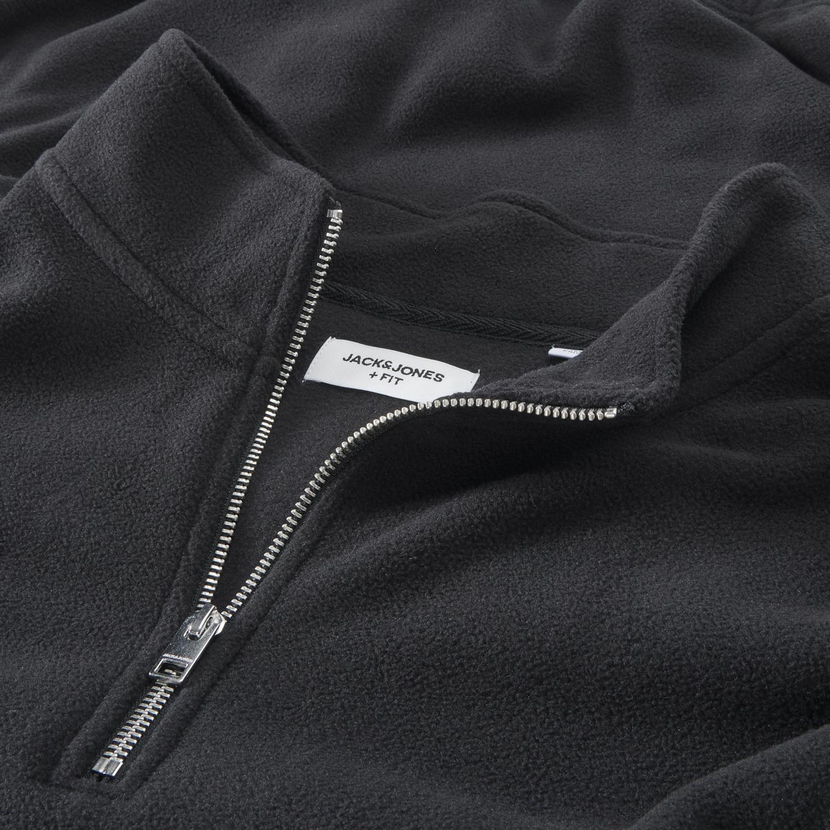 Jack&Jones Fleecepullover mit Troyerkragen schwarz