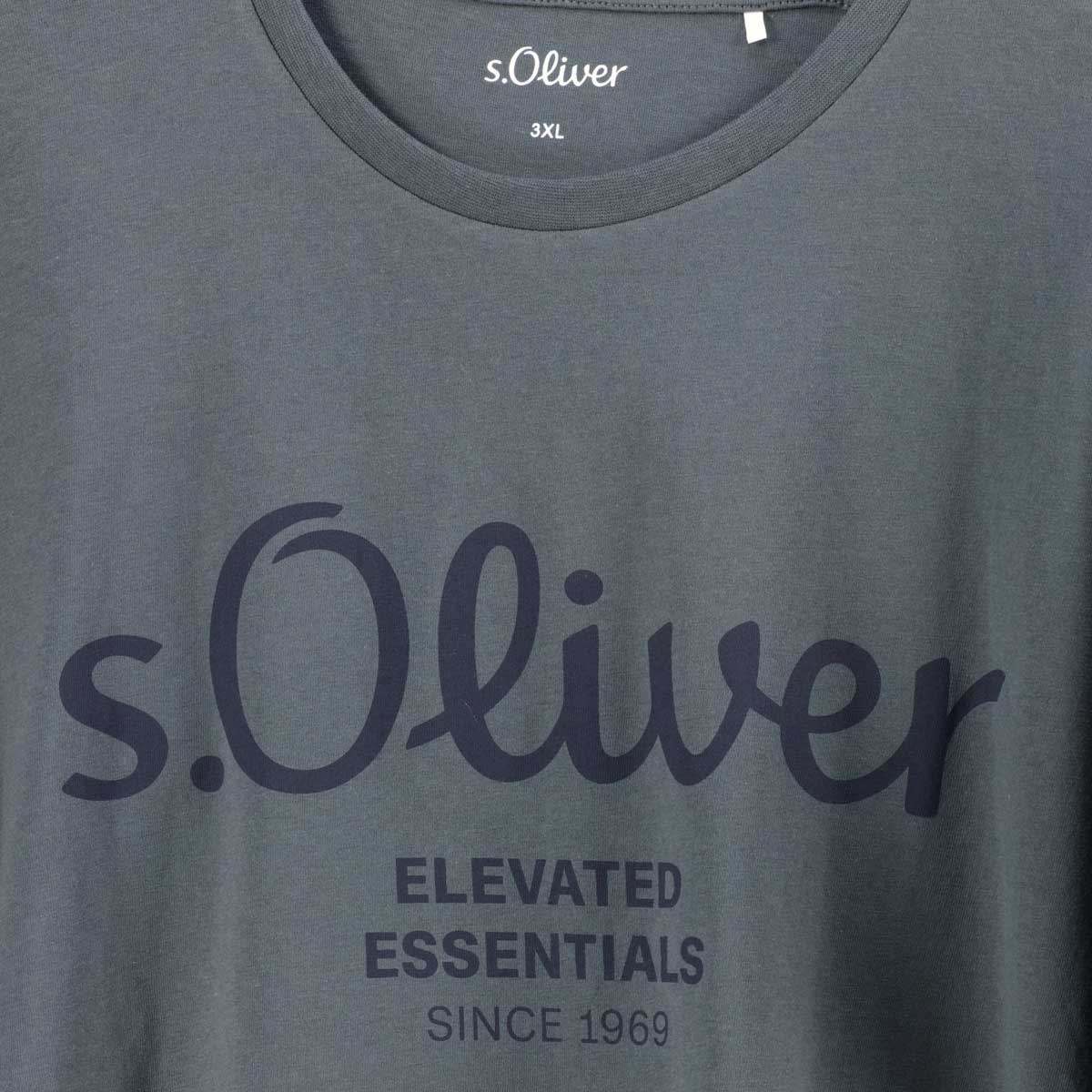 s.Oliver T-Shirt mit Label-Print dunkelgrau