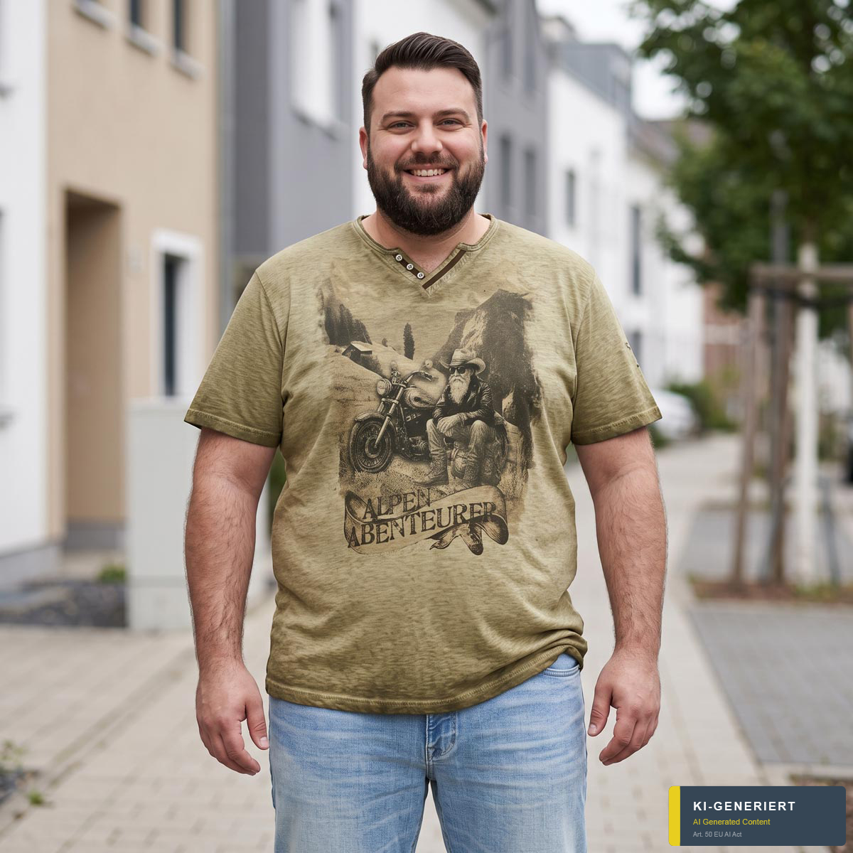 Pfundskerl T-Shirt „Alpen Abenteurer“ aus Biobaumwolle oliv