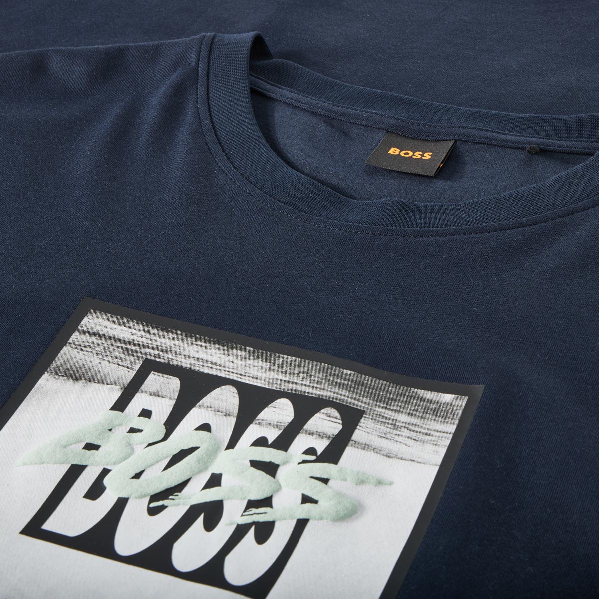 BOSS T-Shirt mit Label-Print dunkelblau