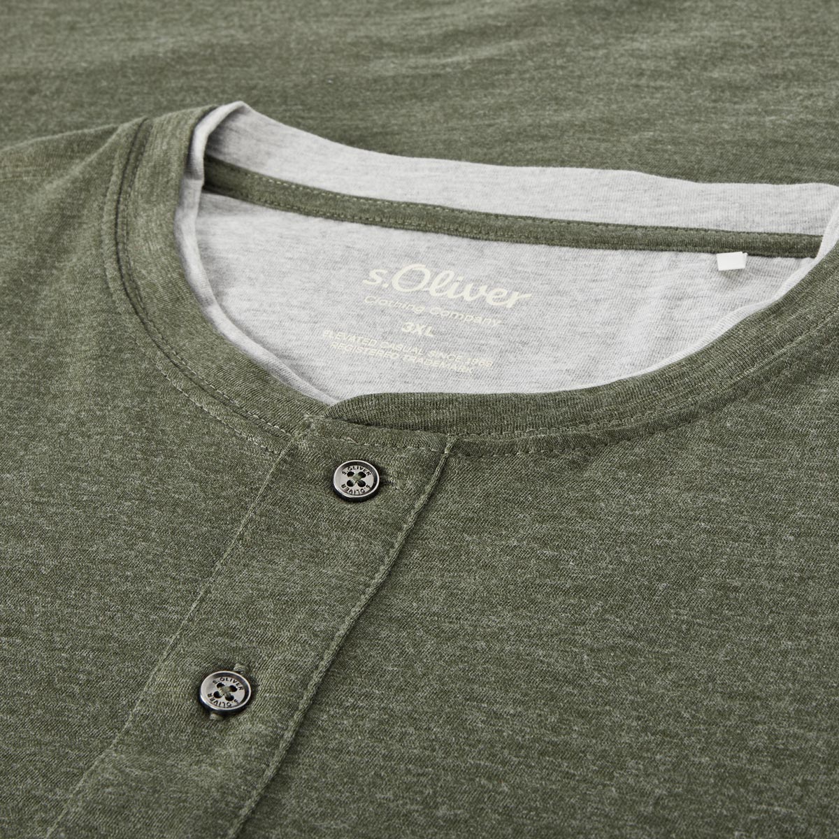 s.Oliver T-Shirt mit Serafinokragen Farbe grün Größe: 4XL günstig online kaufen