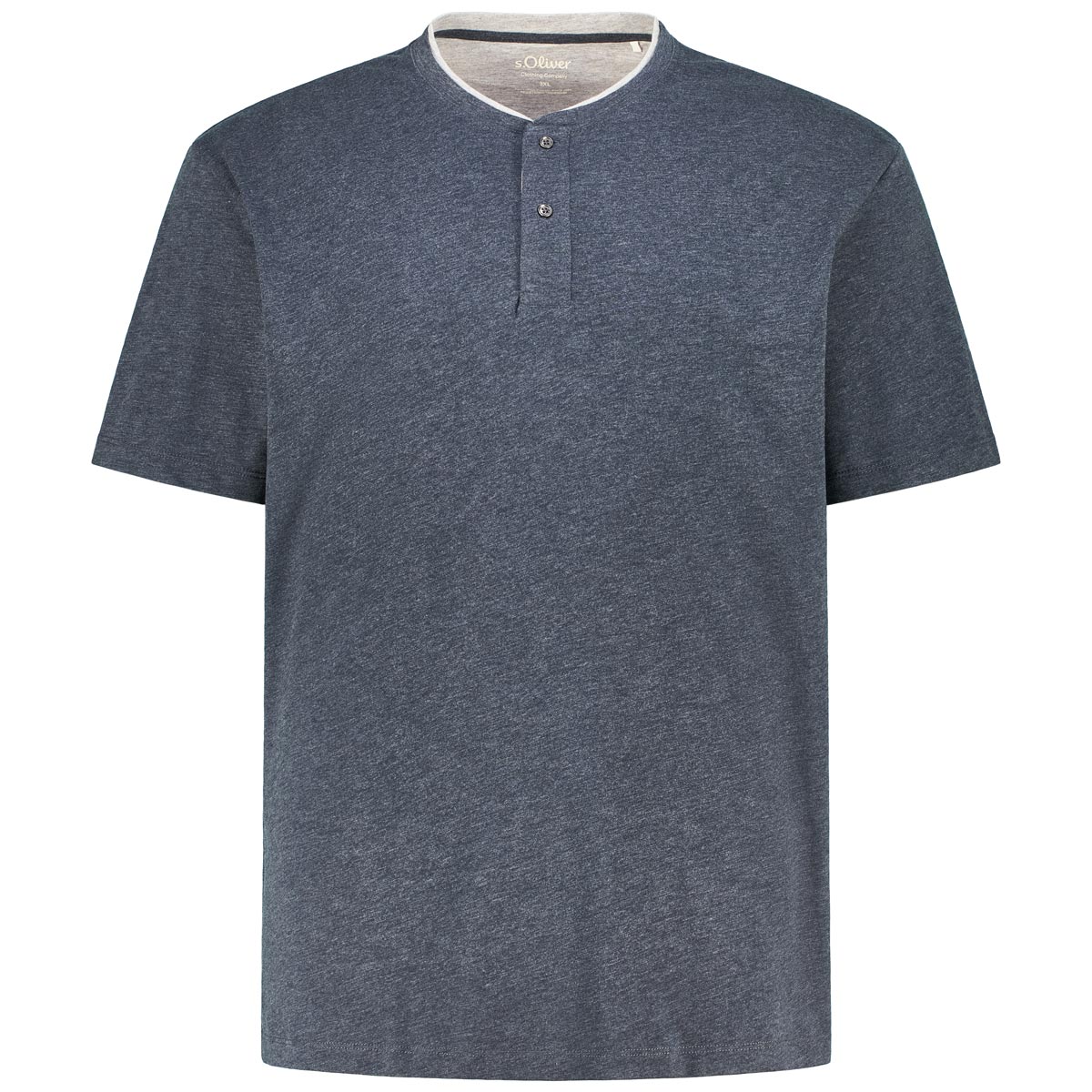 s.Oliver T-Shirt mit Serafinokragen Farbe blau Größe: 3XL günstig online kaufen