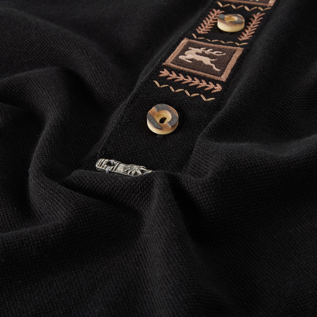 Orbis Poloshirt im Trachten-Style schwarz