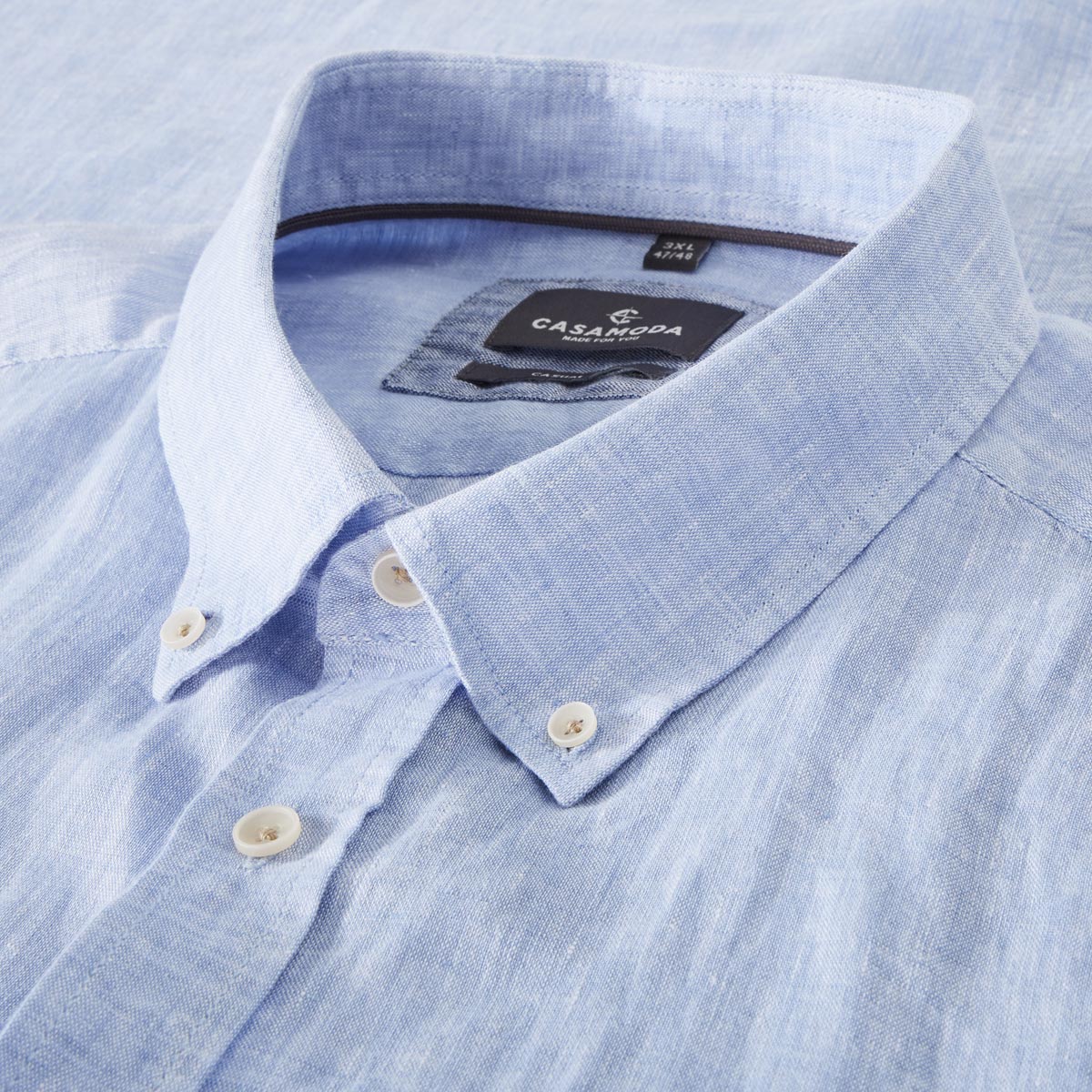 CASA MODA Freizeithemd aus Leinen blau