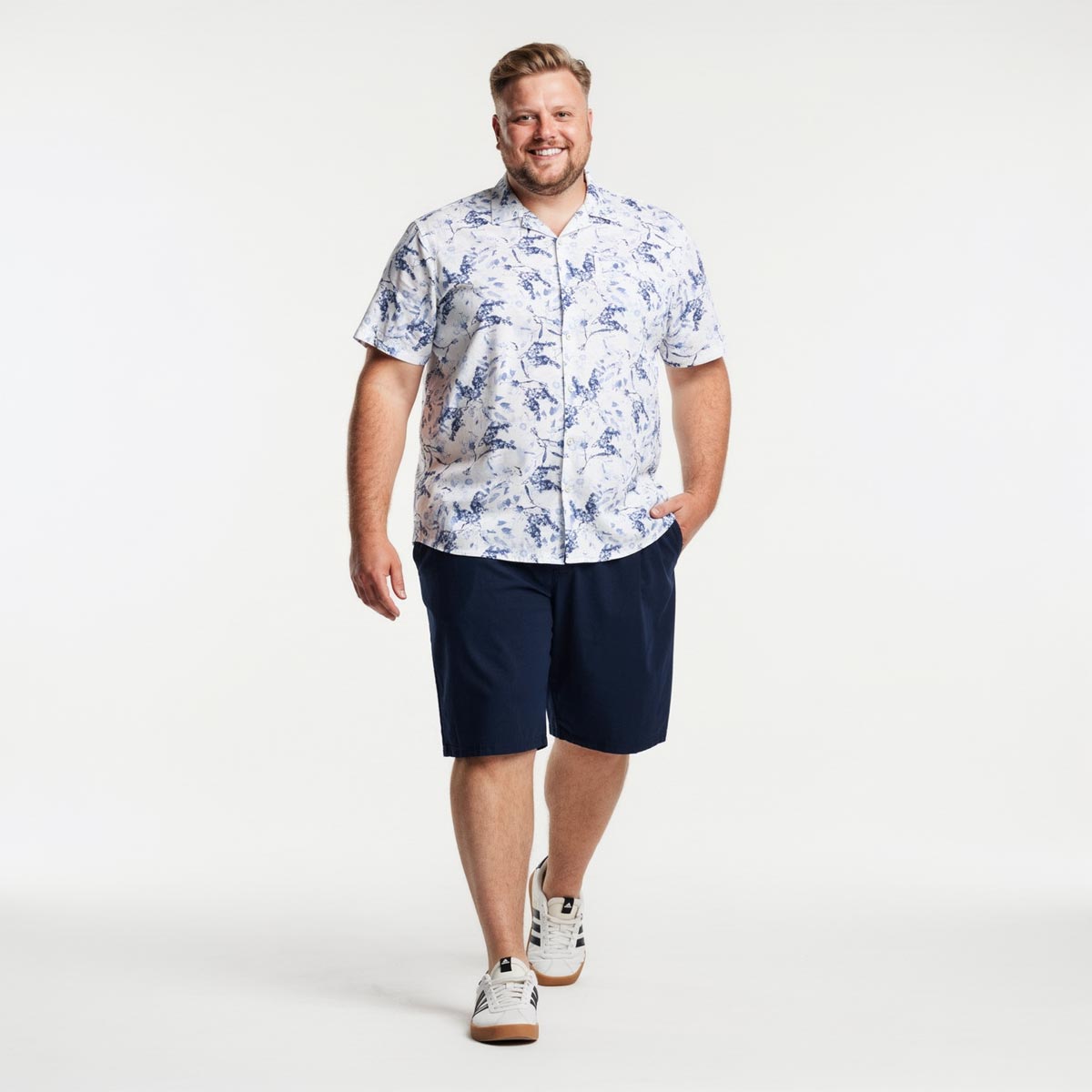 Pfundskerl Freizeithemd mit Leinen blau/weiß