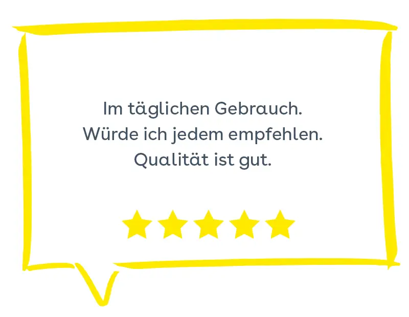Bewertung: Im täglichen Gebrauch. Würde ich jedem empfehlen. Qualität ist gut.