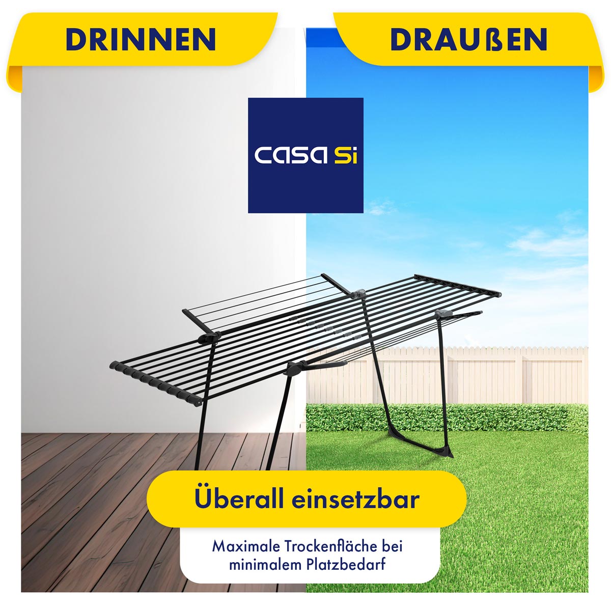 Casa Si Teleskop Wäscheständer, 28m, ausziehbar schwarz