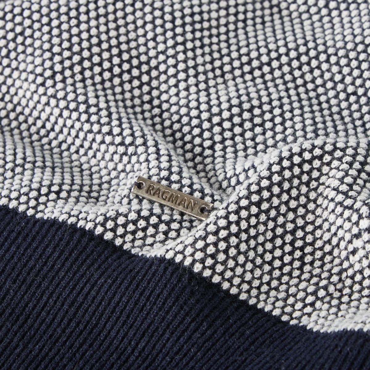 RAGMAN Strick-Poloshirt mit Kontrastdetails marine