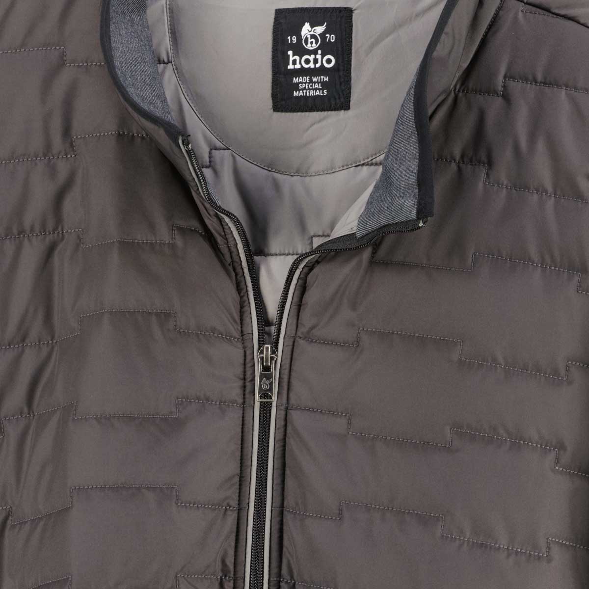 Hajo Sweatjacke mit Steppeinsatz grau