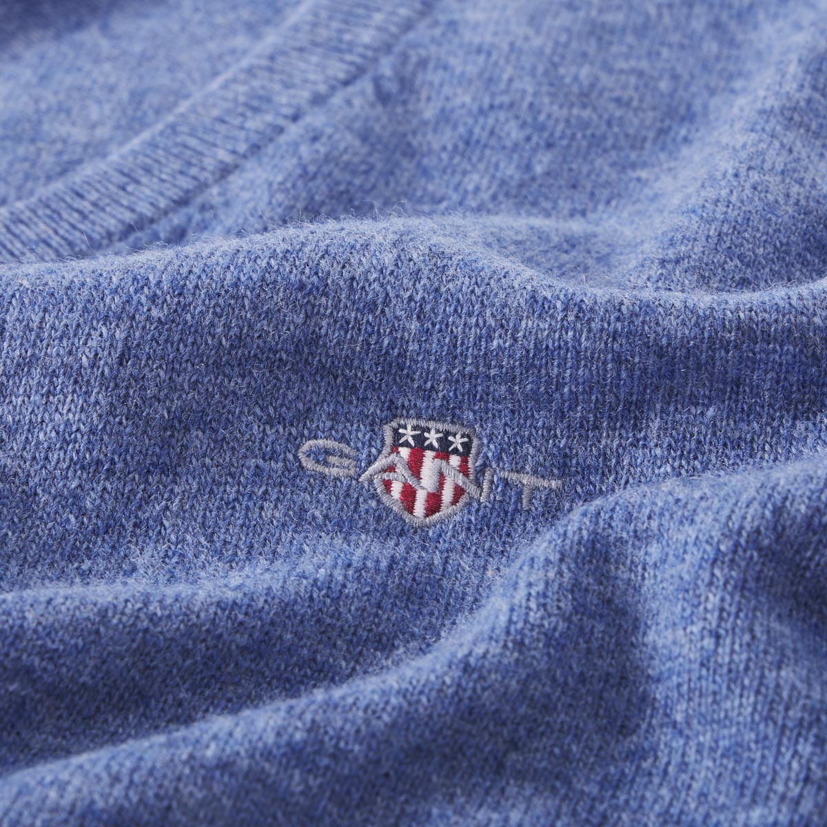 Gant Feinstrickpullover mit Lammwolle mittelblau
