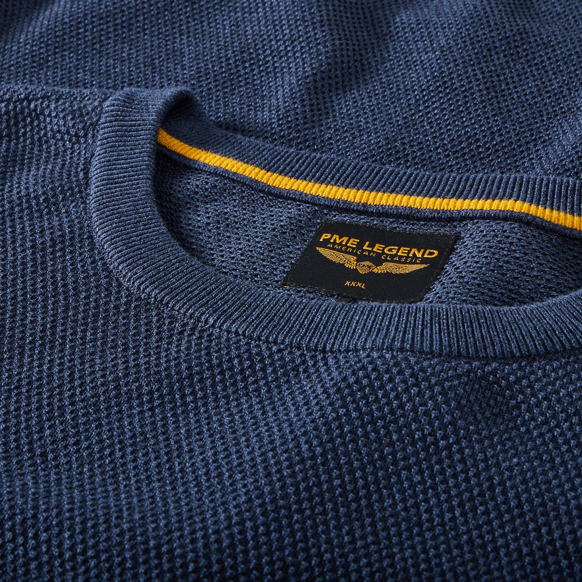 PME LEGEND Feinstrickpullover aus Baumwollmischung dunkelblau