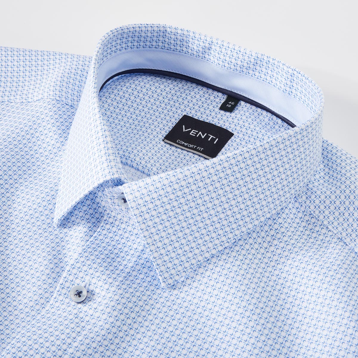 VENTI Businesshemd mit Allover-Muster blau