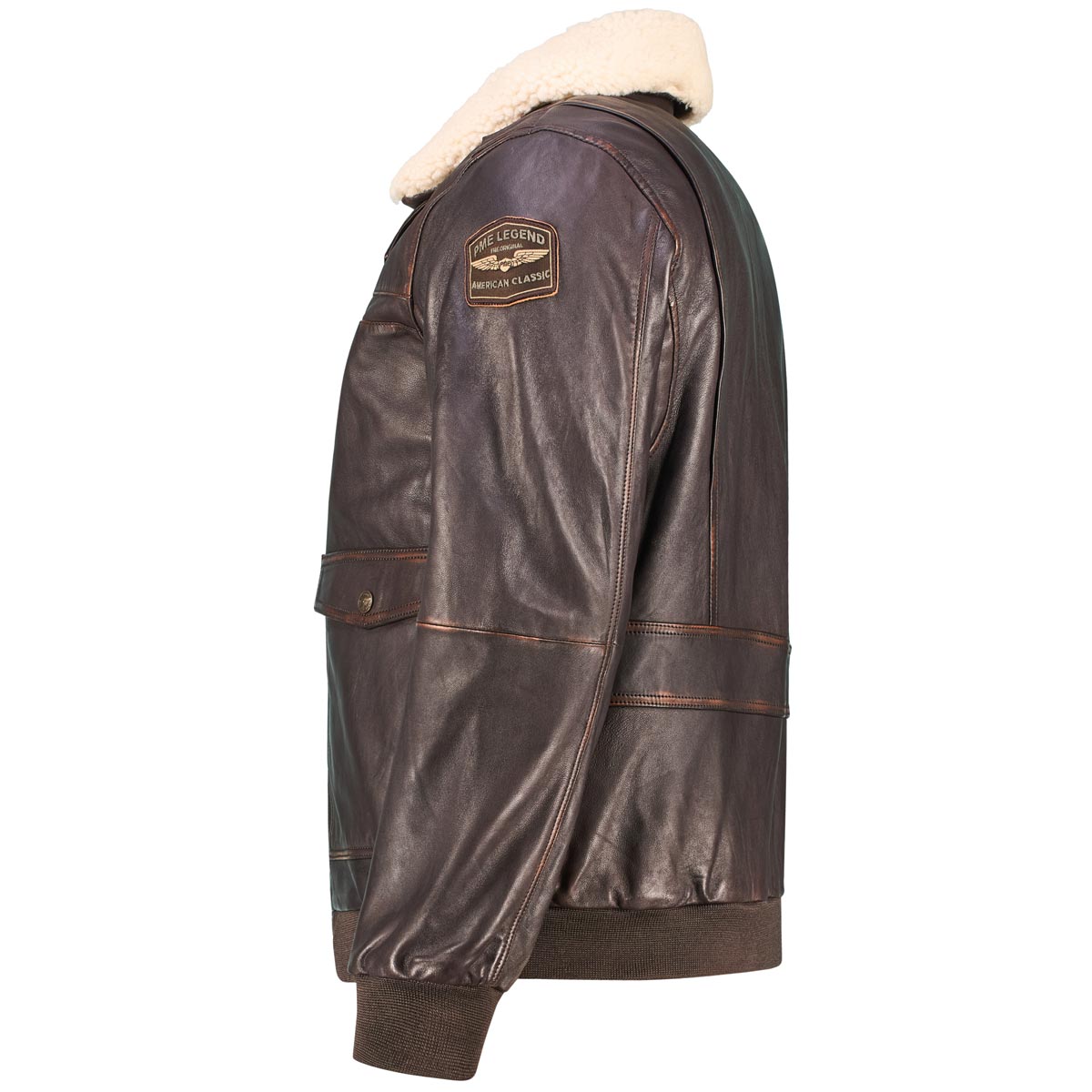 PME LEGEND Lederblouson im Aviator-Stil braun