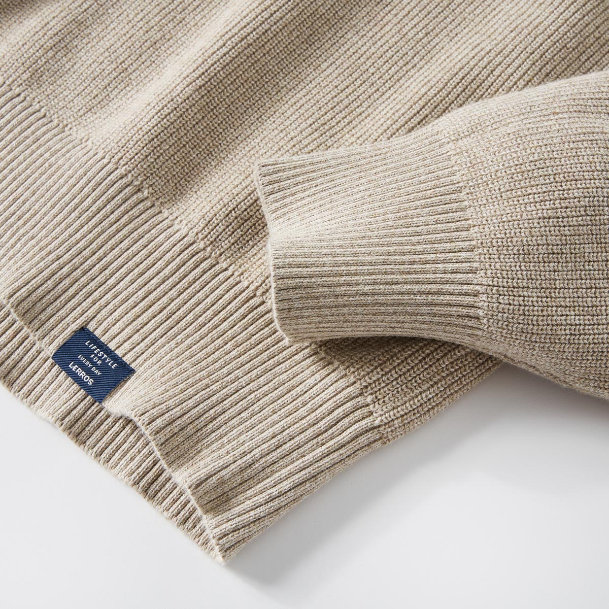 Lerros Strickpullover mit Troyerkragen beige