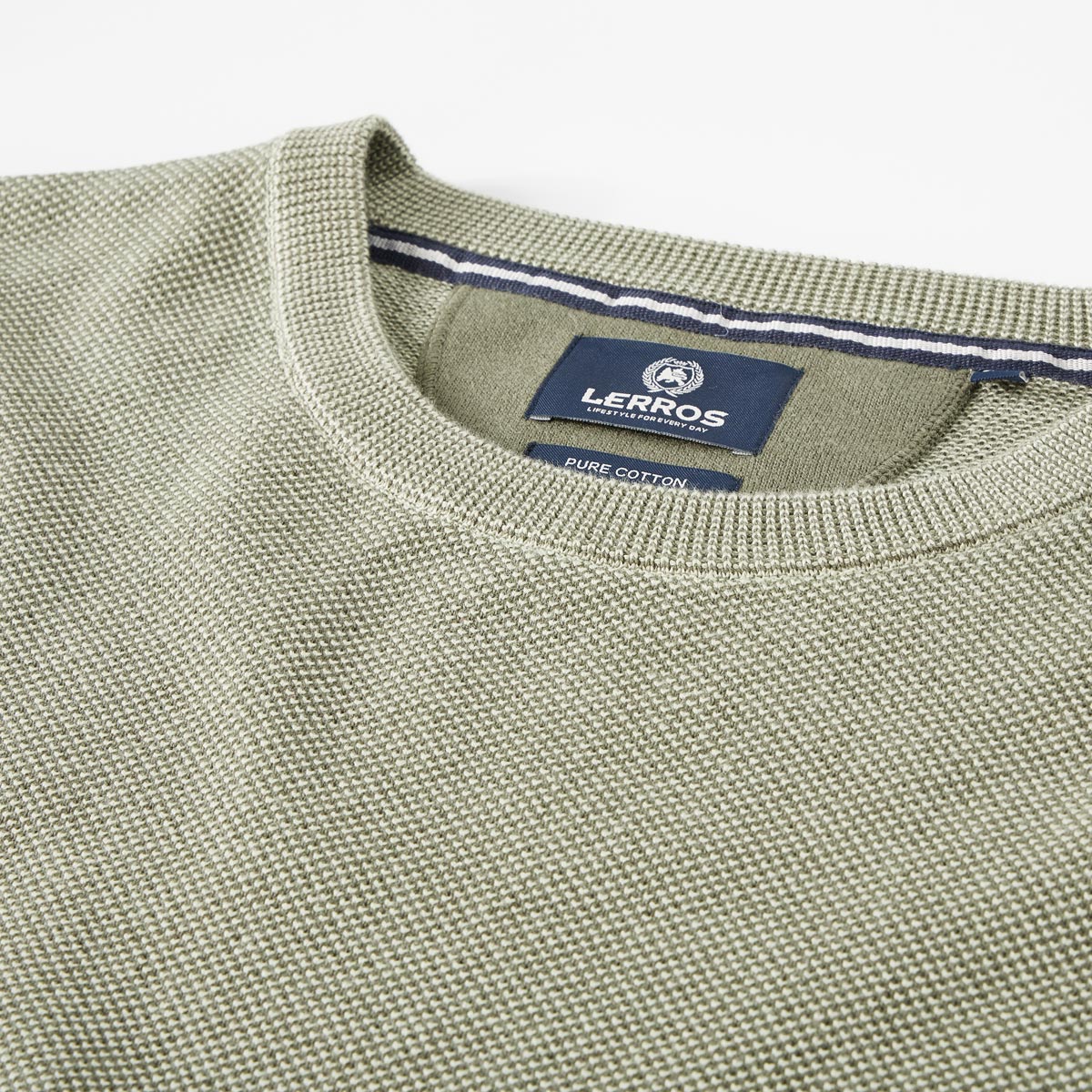 Lerros Pullover in Reiskorn-Struktur khaki