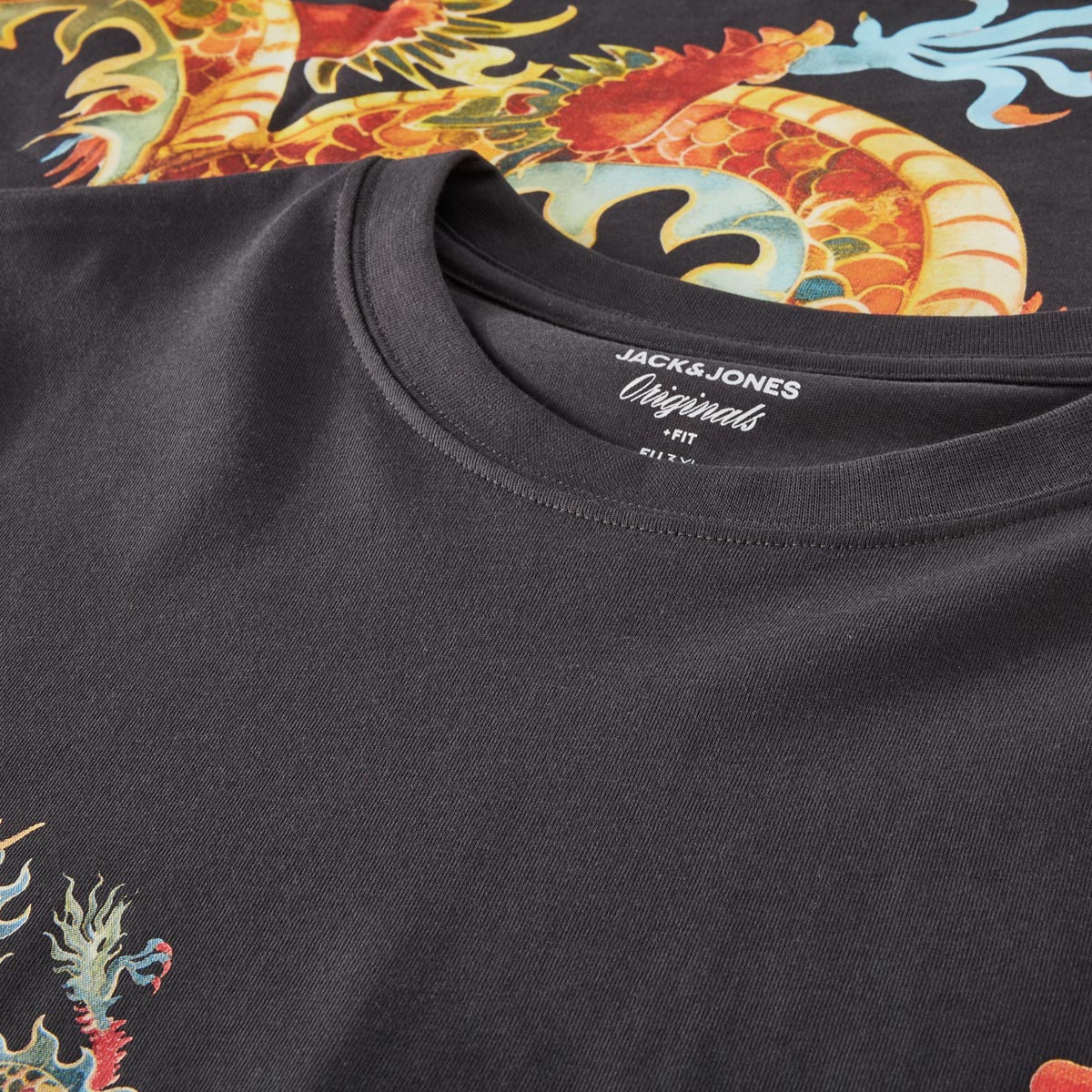 Jack&Jones T-Shirt mit Print auf Vorder- und Rückseite grau