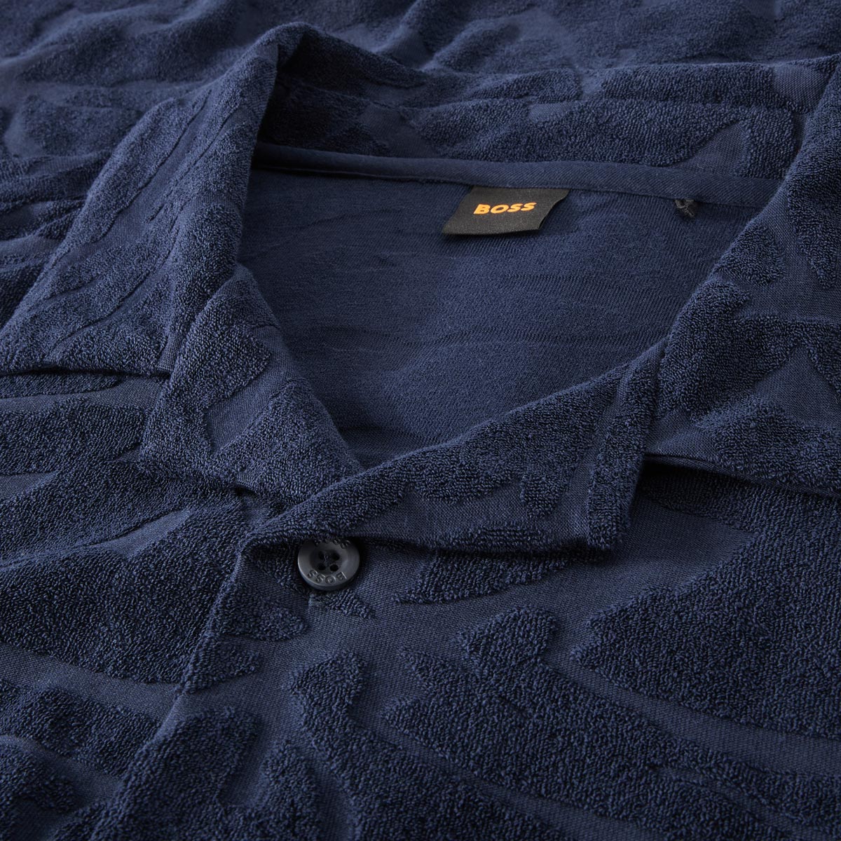 BOSS Freizeithemd aus Frottee dunkelblau