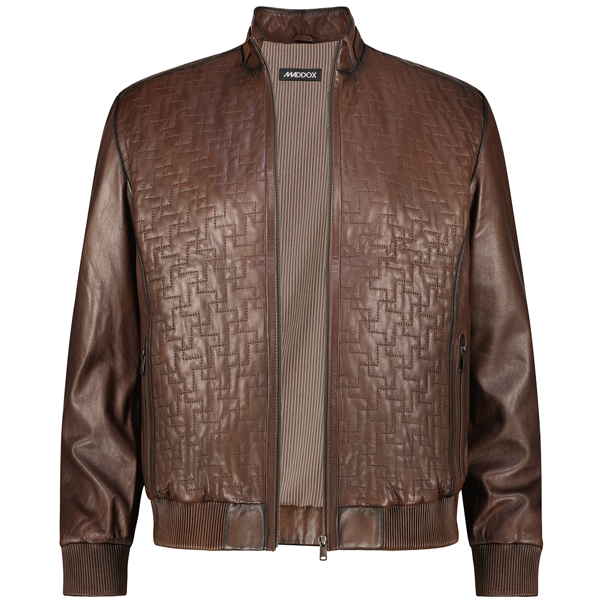 Maddox Lederblouson mit Steppmuster braun